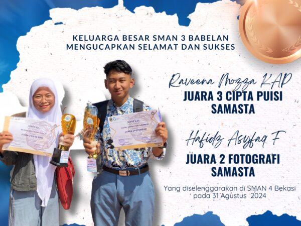 SMAN 3 BABELAN MERAIH JUARA CIPTA PUISI DAN FOTOGRAFI SAMASTA 2024