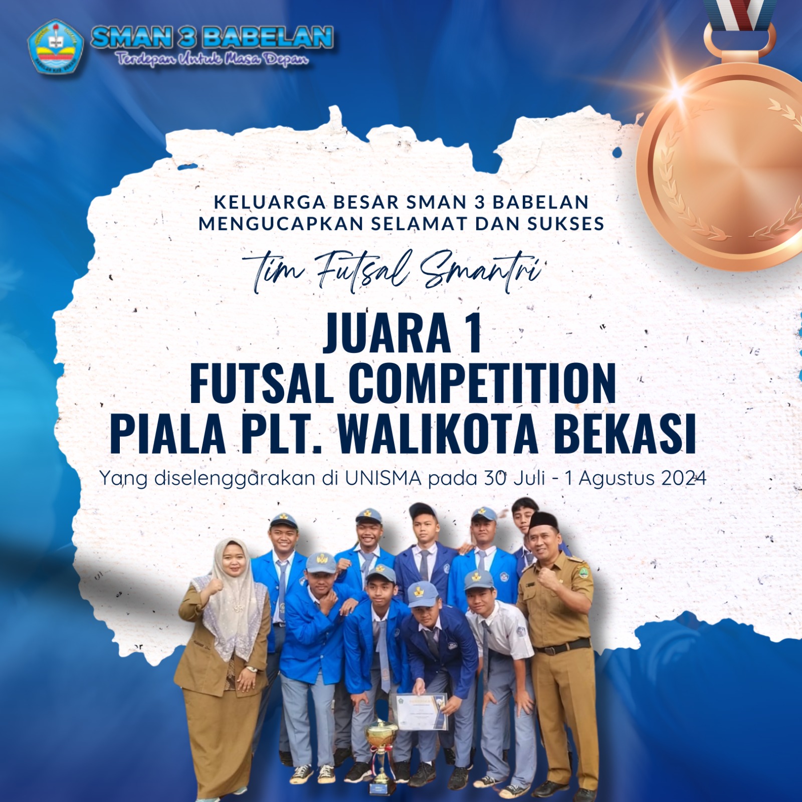 SMAN 3 BABELAN MERAIH JUARA FUTSAL COMPETITION PIALA PLT. WALIKOTA BEKASI 2024