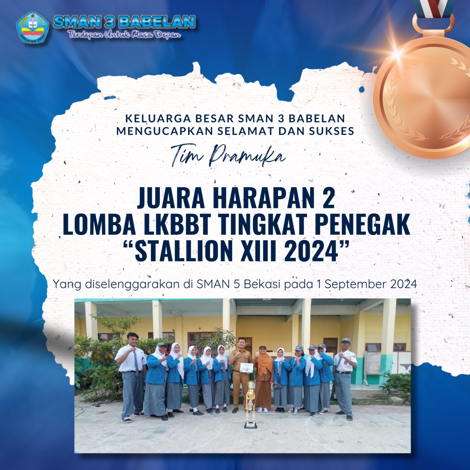 SMAN 3 BABELAN MERAIH JUARA HARAPAN LOMBA LKBBT TINGKAT PENEGAK STALLION XIII 2024