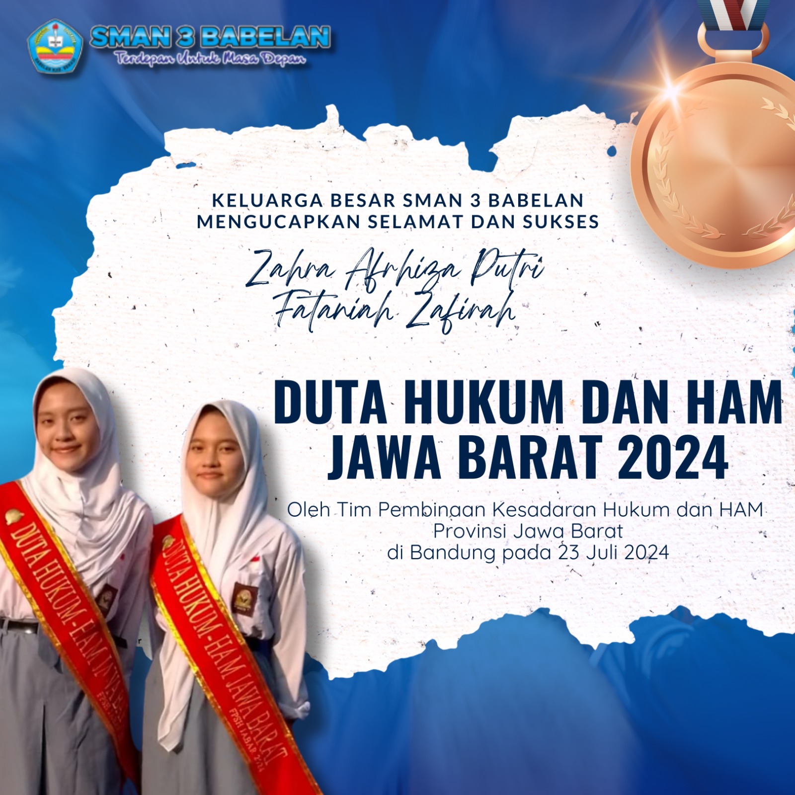 SISWI SMAN 3 BABELAN MENJADI DUTA HUKUM DAN HAM JAWA BARAT 2024